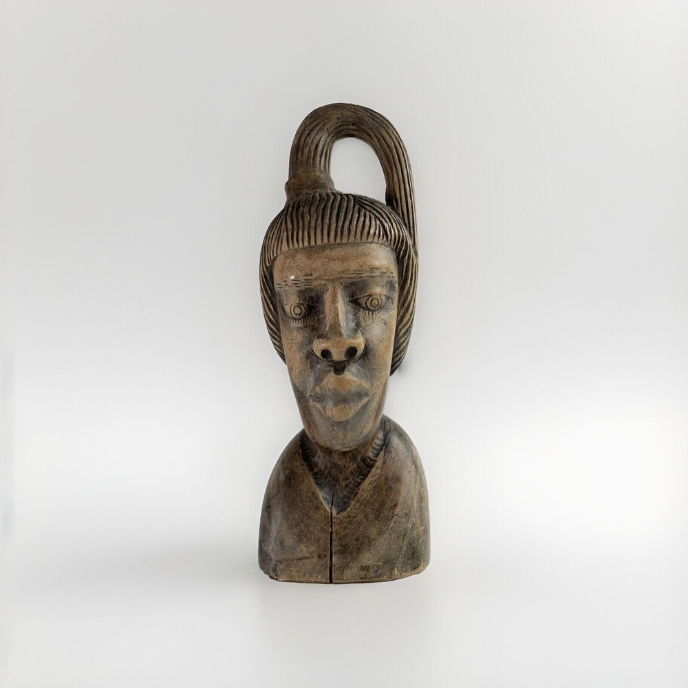 1984 Figurative Folk Art Wood Carving by Jamaican Artist Peter Nish